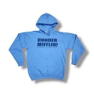 Brisco Brands Heavyweight Fleece Dunder Mifflin Light Blue‎ Hoodie Men's M
